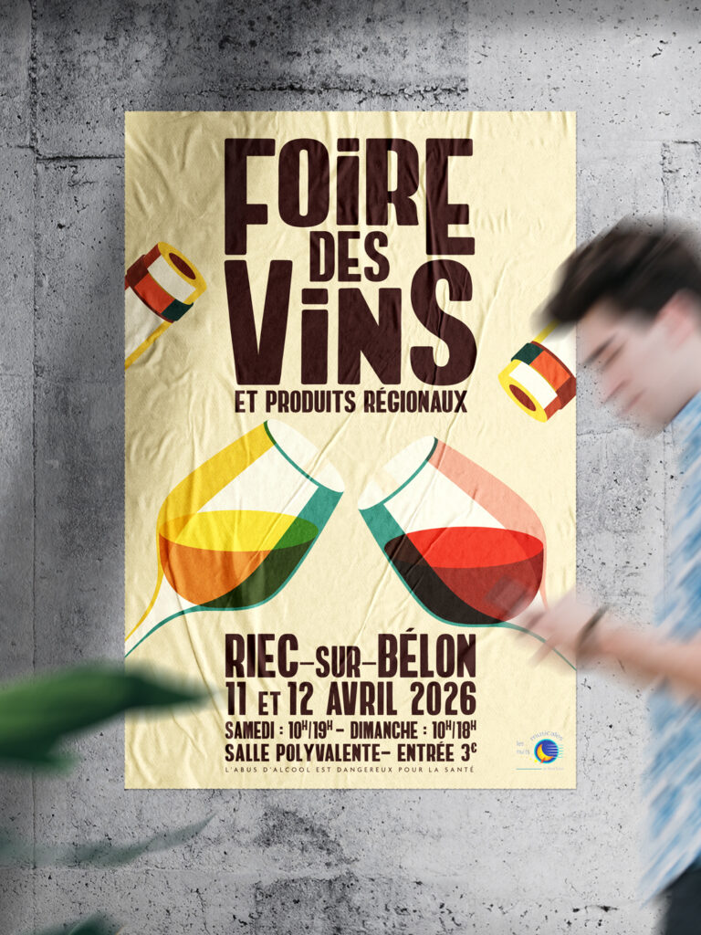 Affiche Foire des vins 2026 - Com un poisson - Graphiste Bretagne
